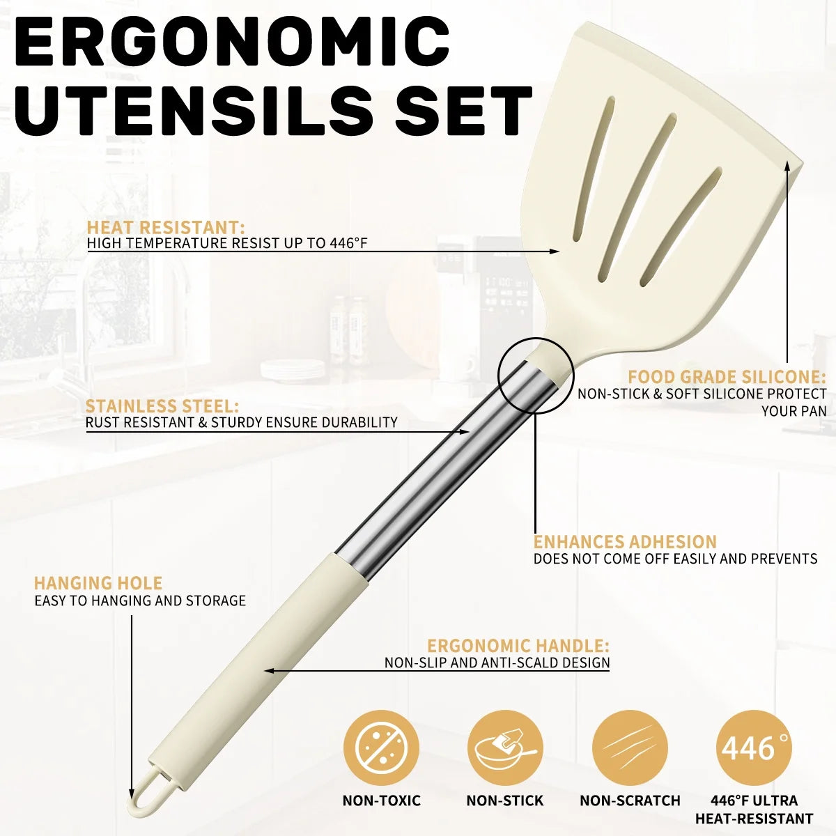 Silicone Cooking Utensil Set, 30 Pcs Kitchen Utensils Set with Stainless Steel Handle, Food Grade Silicone Spatula Set, Bpa-Free, Non-Stick Heat Resistant Silicone Cookware, White